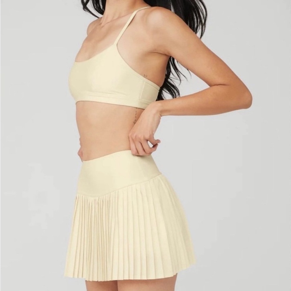 ALO Grand Slam Pleated Tennis Skirt Yoga in butter yellow xxs - Picture 8 of 12